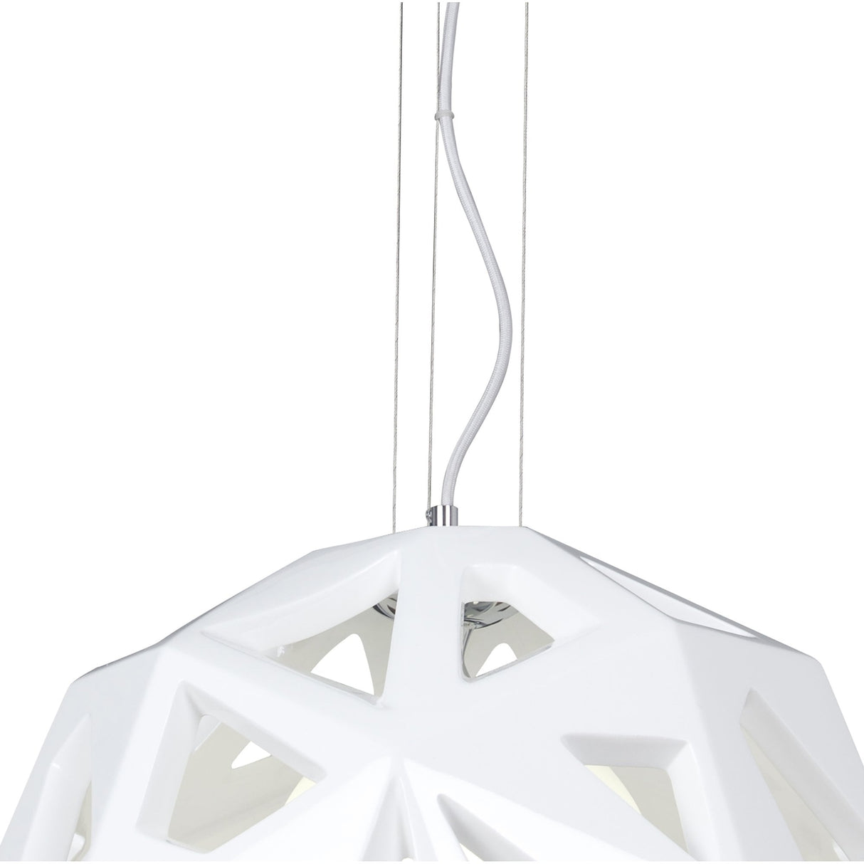 Facette Pendant Light with Gloss White and Polished Chrome Finish