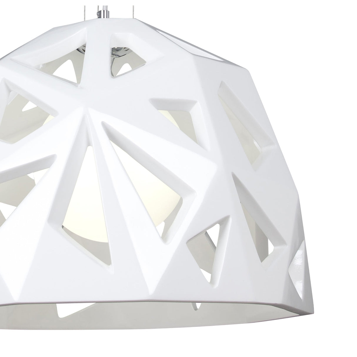 Facette Pendant Light with Gloss White and Polished Chrome Finish