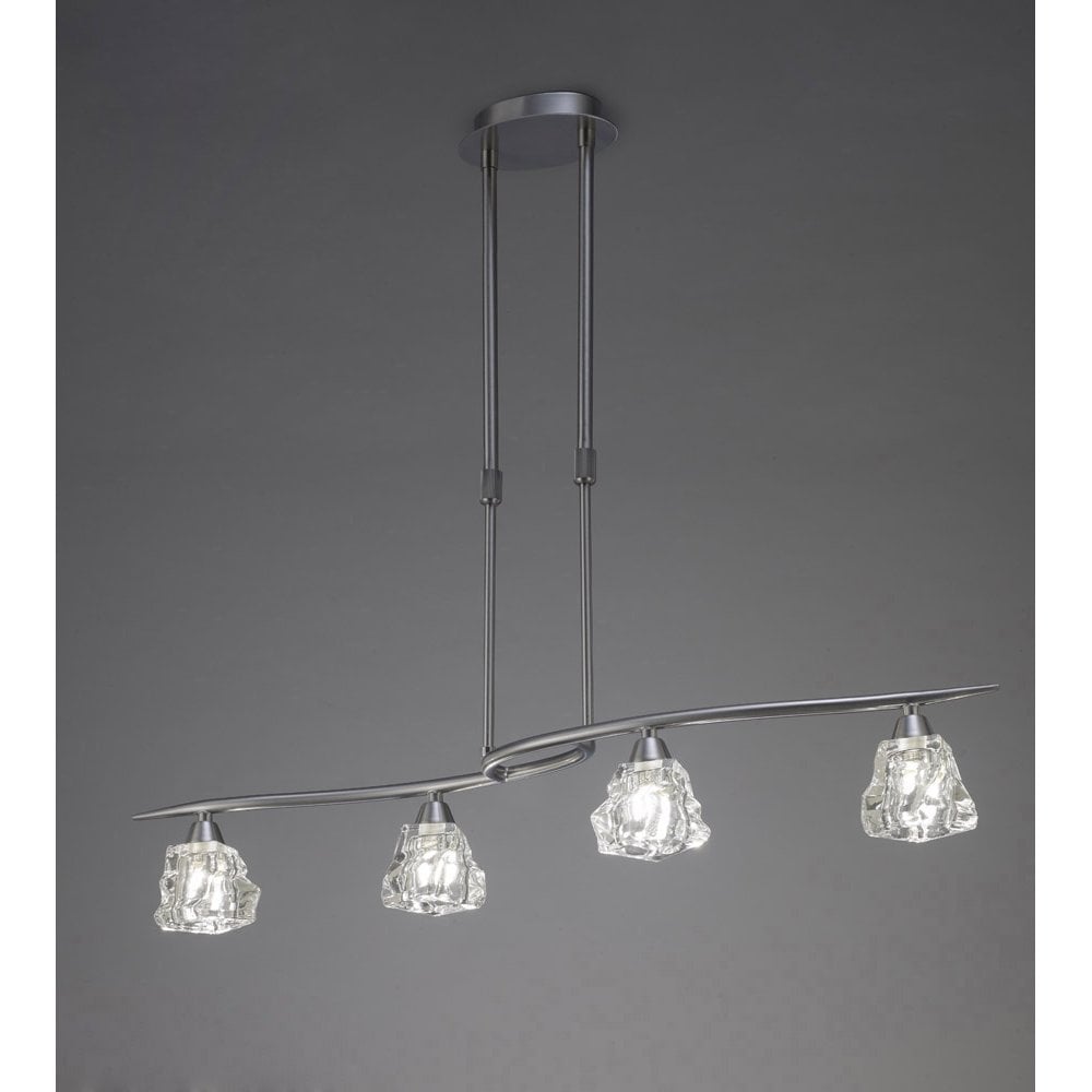 Santiago Sevillano's Iku Telescopic 4-Light Fixture in Satin Nickel