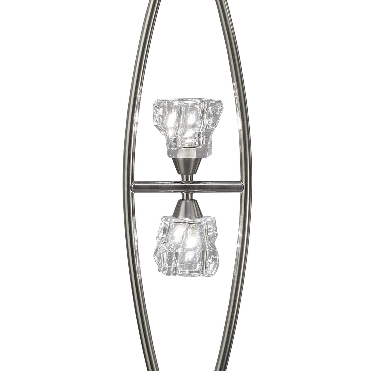 Iku 4-Light G9 Satin Nickel Floor Lamp with Clear Ice-Glacier Glass Shades