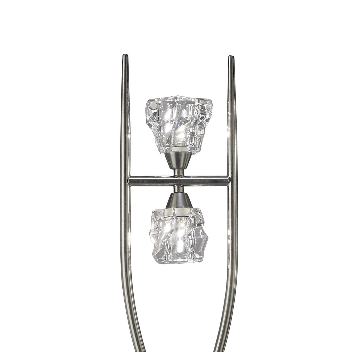 Iku 4-Light G9 Satin Nickel Floor Lamp with Clear Ice-Glacier Glass Shades