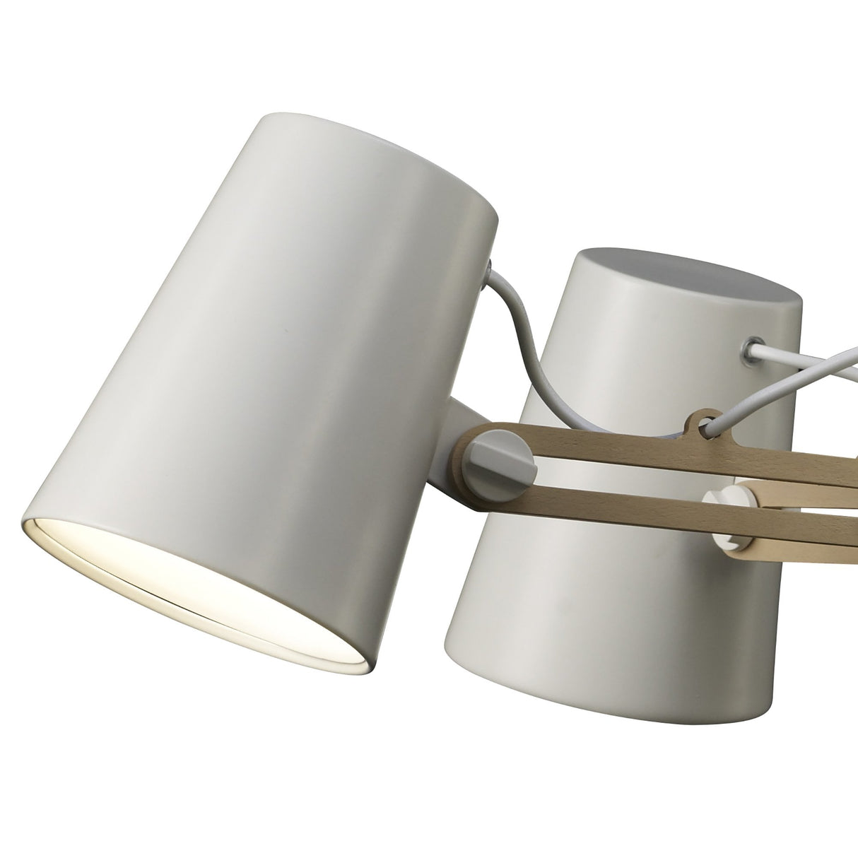 Title: Looker 5-Light Pendant, Matt White/Beech Finish, by Santiago Sevillano Sebastia