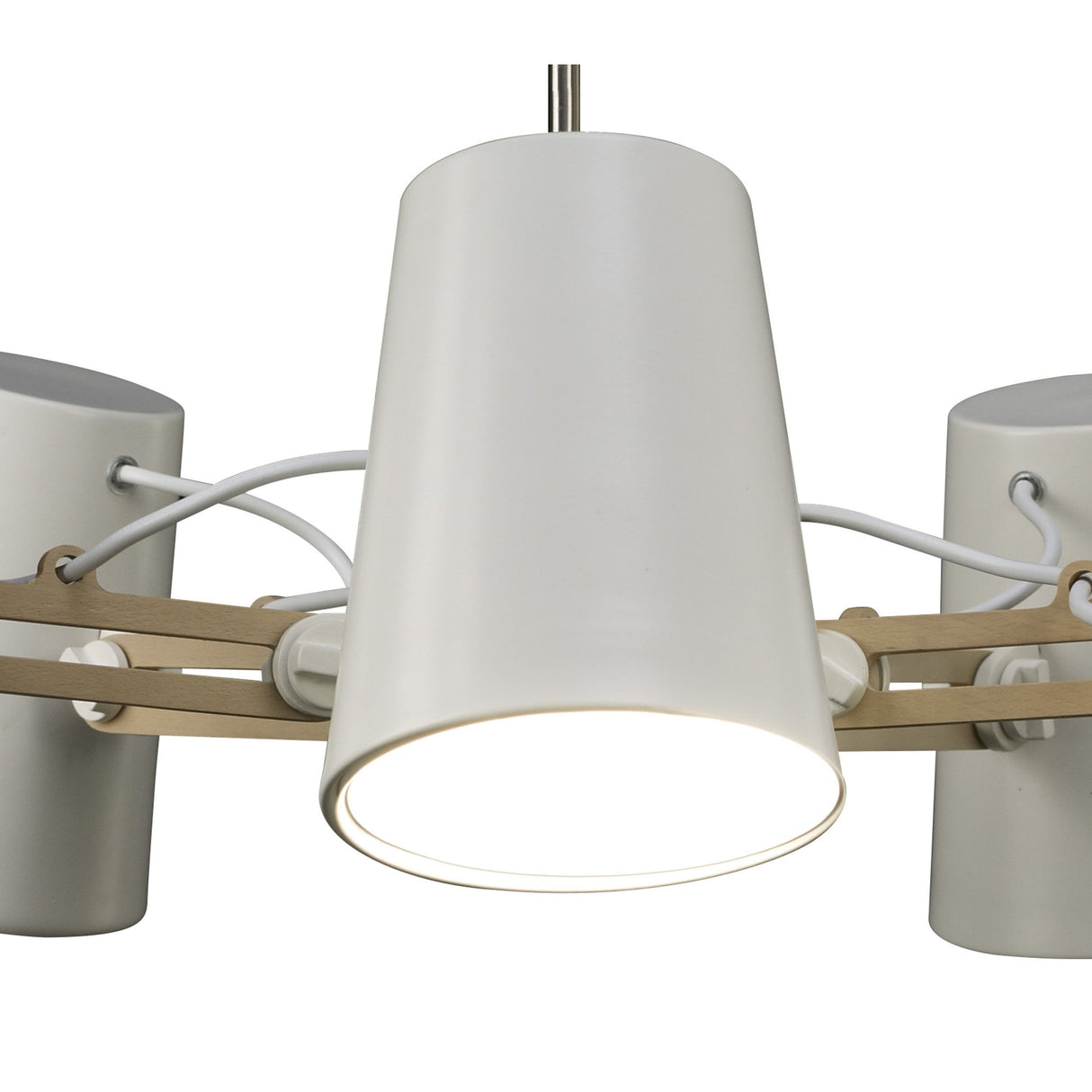 Title: Looker 5-Light Pendant, Matt White/Beech Finish, by Santiago Sevillano Sebastia