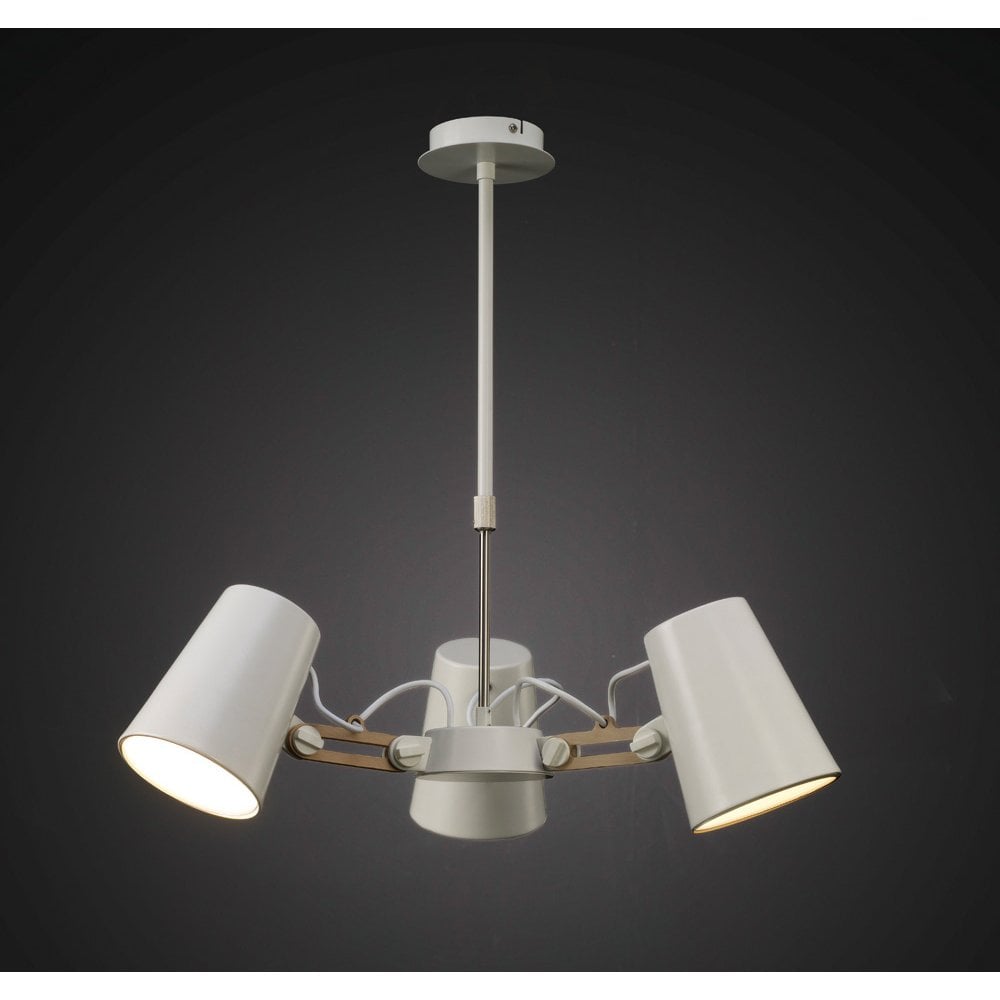Contemporary Pendant Trio: Matt White & Beech Design