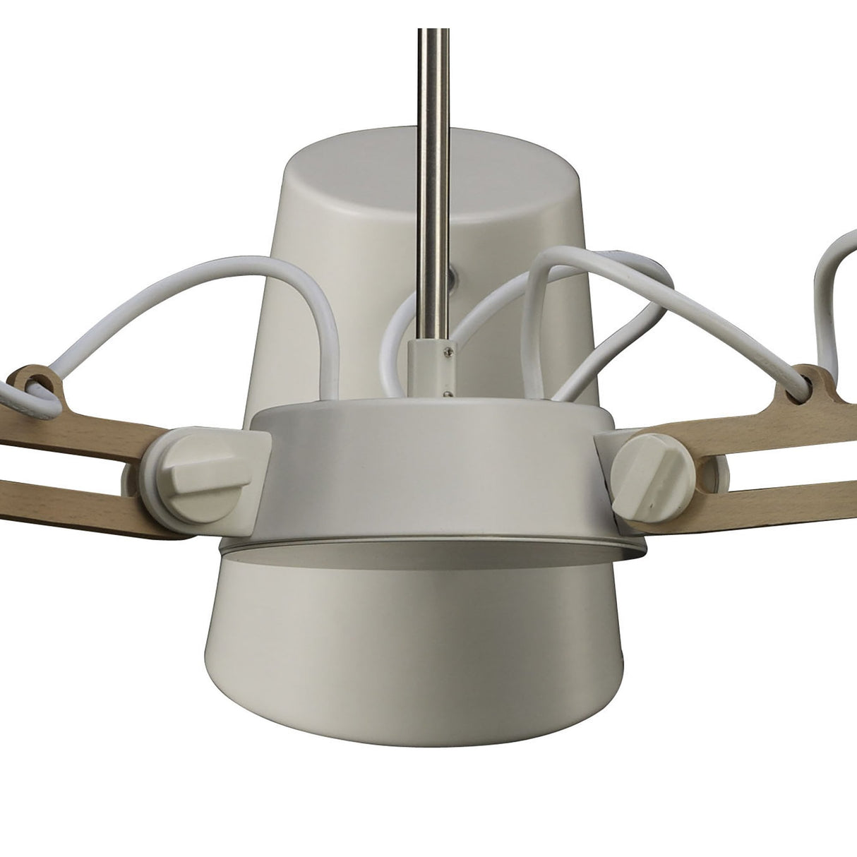 Contemporary Pendant Trio: Matt White & Beech Design