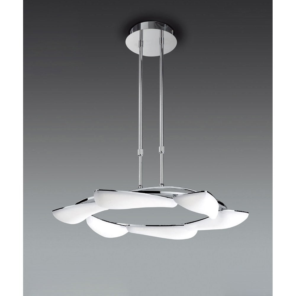 Mistral Telescopic 36W LED Round Light - 3000K Warm White, Polished Chrome & Frosted Acrylic Design