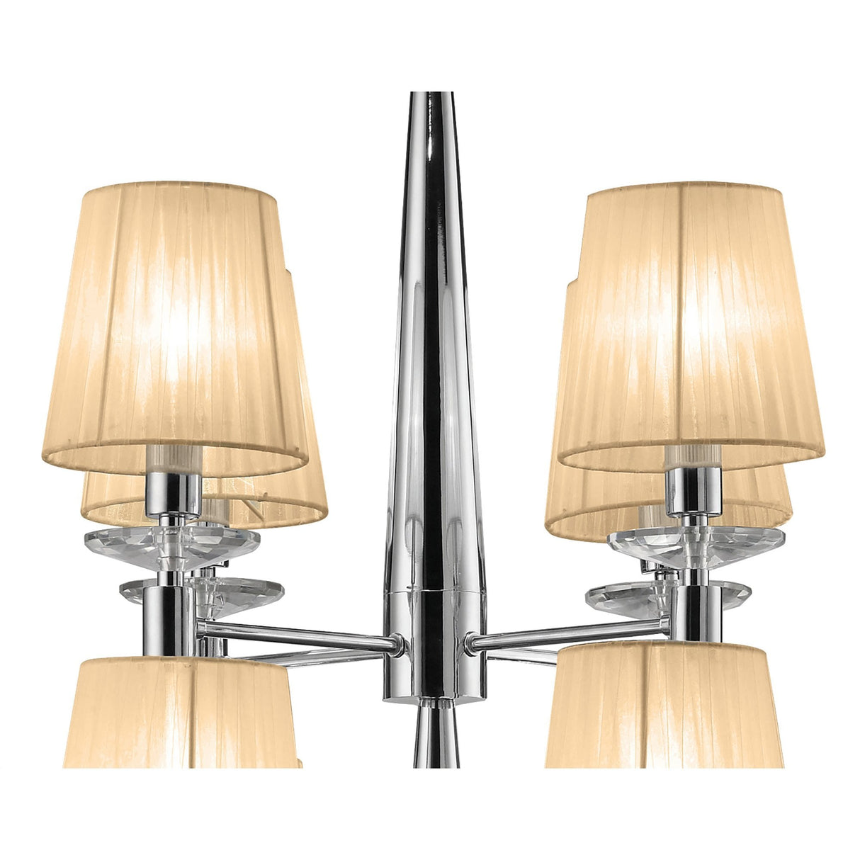 Tiffany Dual Tier 24-Light Pendant in Polished Chrome with Bronze Shades & Clear Crystal Elegance