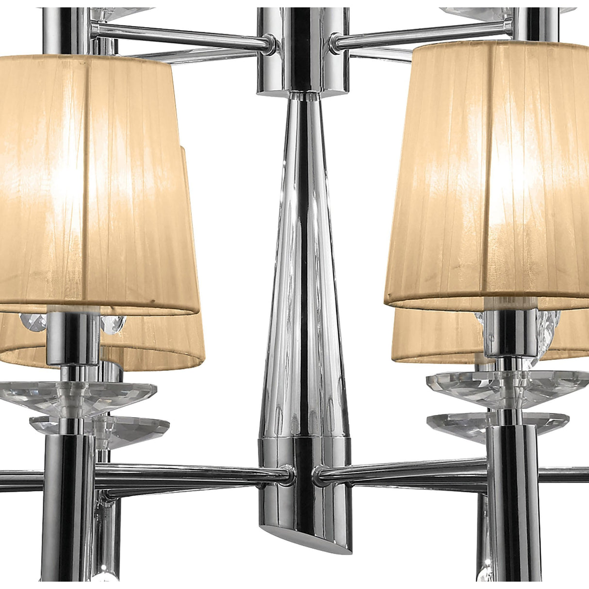 Tiffany Dual Tier 24-Light Pendant in Polished Chrome with Bronze Shades & Clear Crystal Elegance