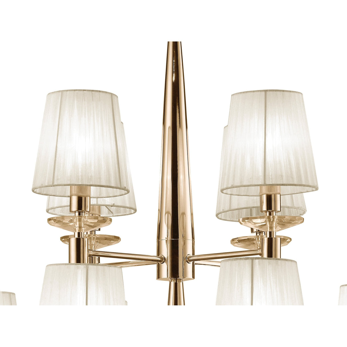 Tiffany 24-Light French Gold Crystal Pendant Chandelier with Dual-Level White Shades