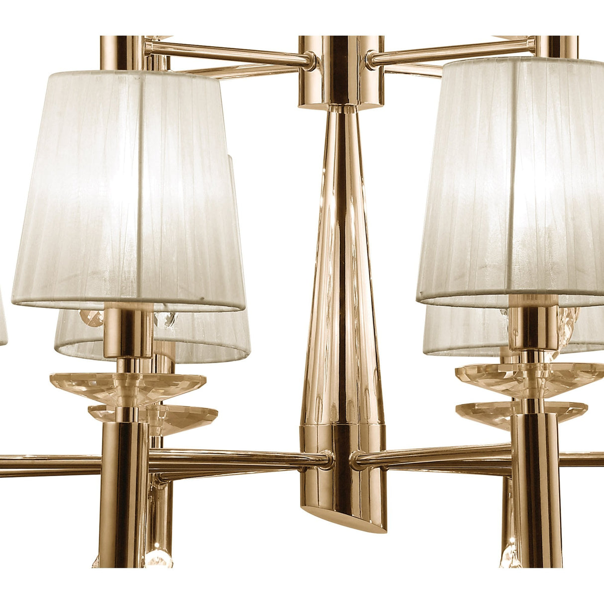 Tiffany 24-Light French Gold Crystal Pendant Chandelier with Dual-Level White Shades