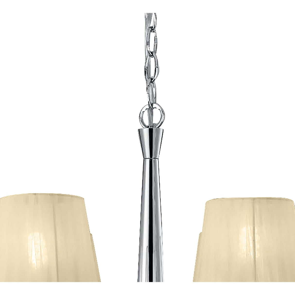 Elegance Illuminated: Tiffany 6+6 Light Crystal Pendant in Polished Chrome with Cream Shades