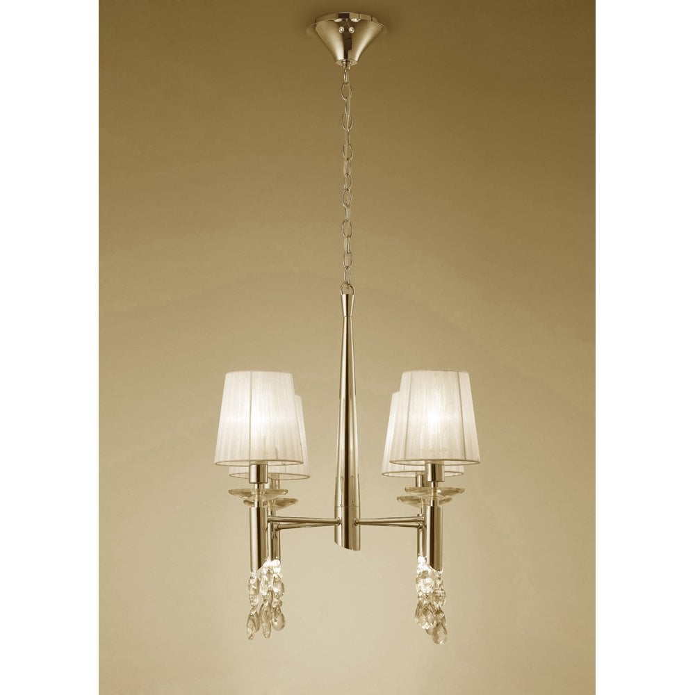 Tiffany Pendant 8-Light French Gold Chandelier with Cream Shades & Clear Crystal