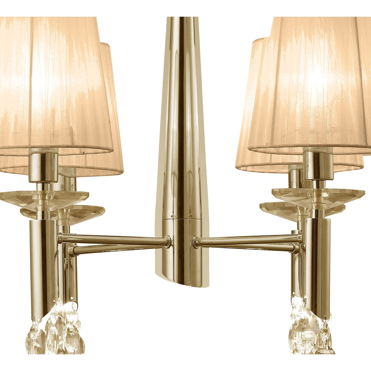 Tiffany Pendant 4+4 Light in French Gold with Soft Bronze Shades & Clear Crystal Elegance
