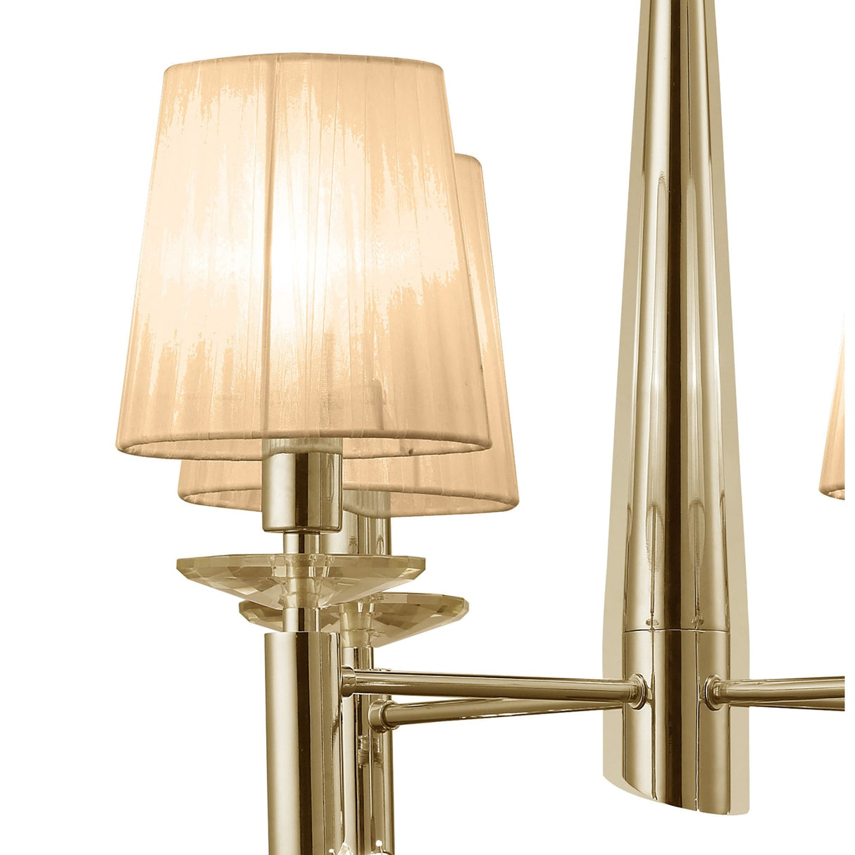 Tiffany Pendant 4+4 Light in French Gold with Soft Bronze Shades & Clear Crystal Elegance