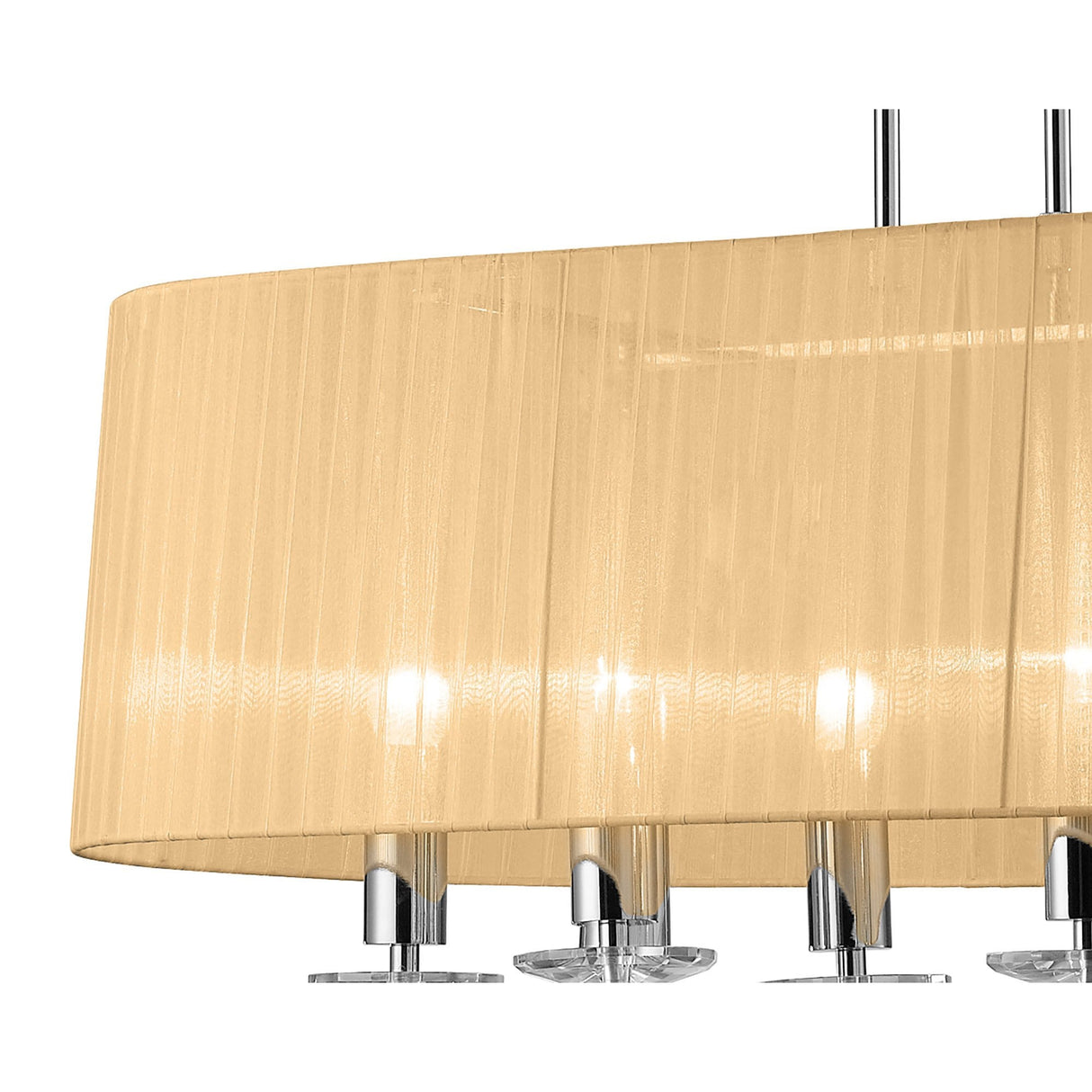 Elegant Tiffany Pendant: 6+6 Light Oval Chandelier in Polished Chrome with Bronze Shade & Crystal Accents