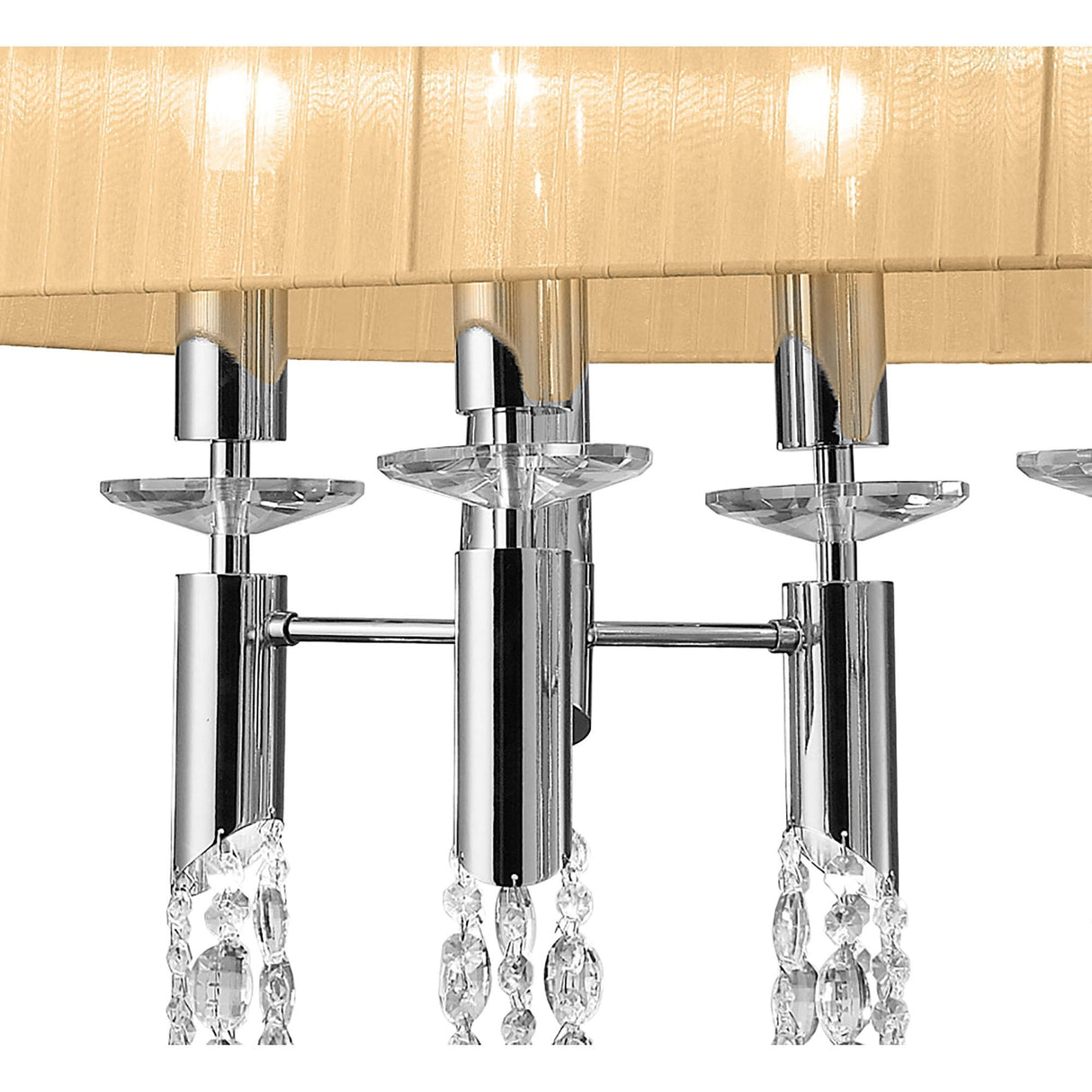Elegant Tiffany Pendant: 6+6 Light Oval Chandelier in Polished Chrome with Bronze Shade & Crystal Accents