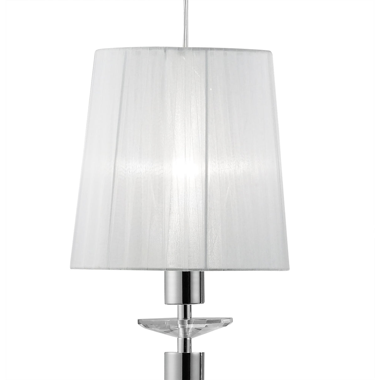 Tiffany Crystal Cascade Pendant Light: Polished Chrome & White Shades with Clear K9 Crystal
