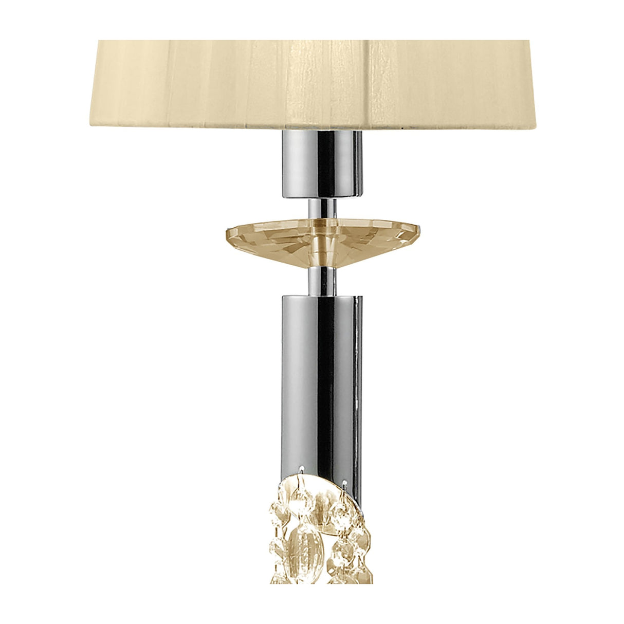 Sophisticated Tiffany Pendant Light with Cream Shades & Sparkling Crystal Cascade in Polished Chrome