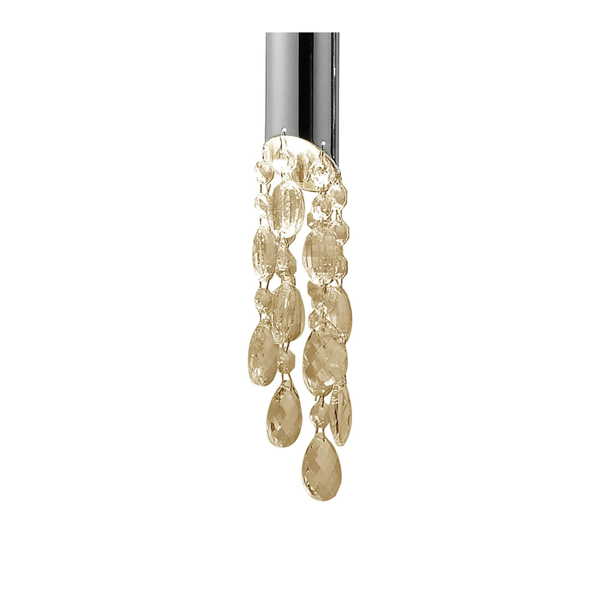 Sophisticated Tiffany Pendant Light with Cream Shades & Sparkling Crystal Cascade in Polished Chrome