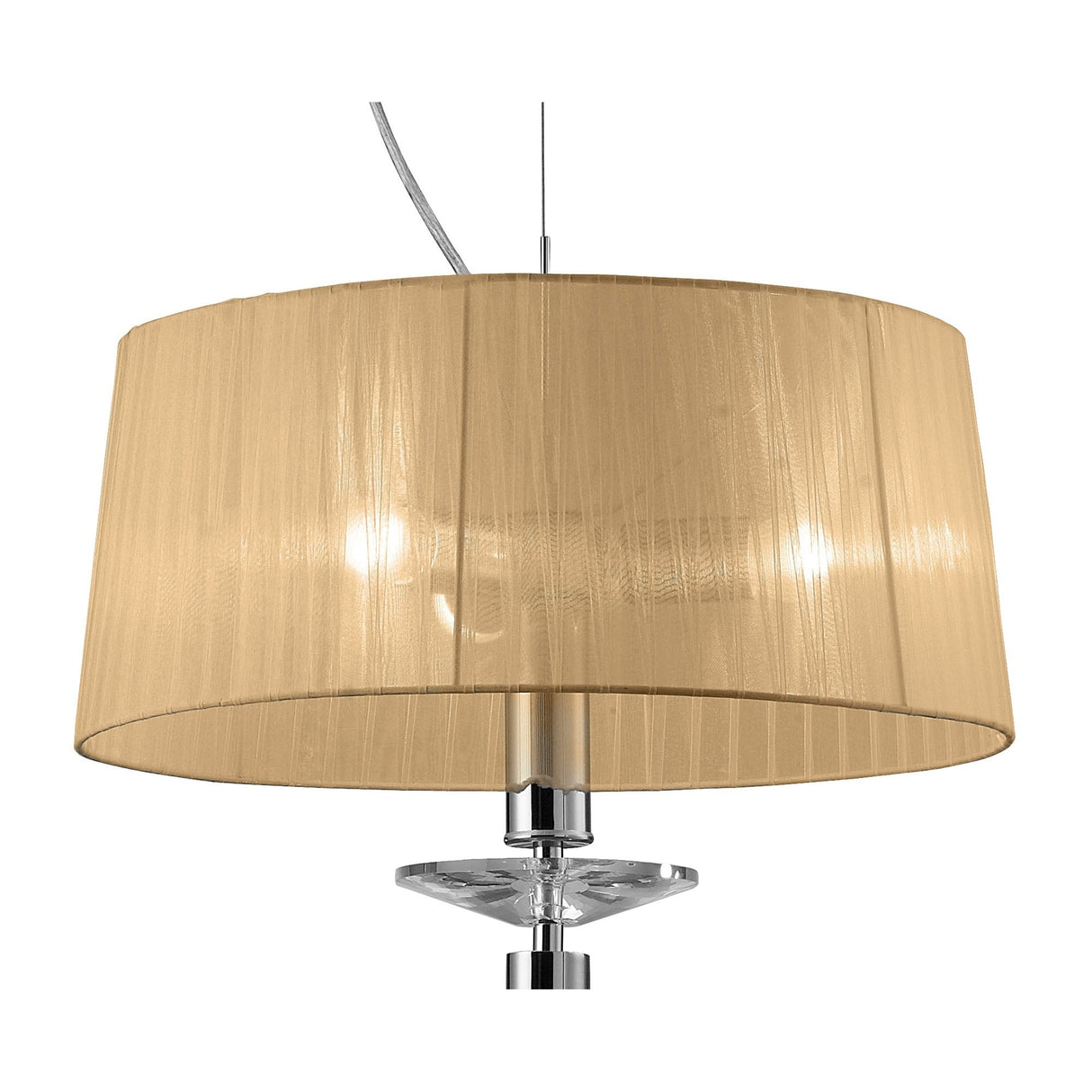 Tiffany 3+1 Light Crystal Chandelier in Polished Chrome with Soft Bronze Shade