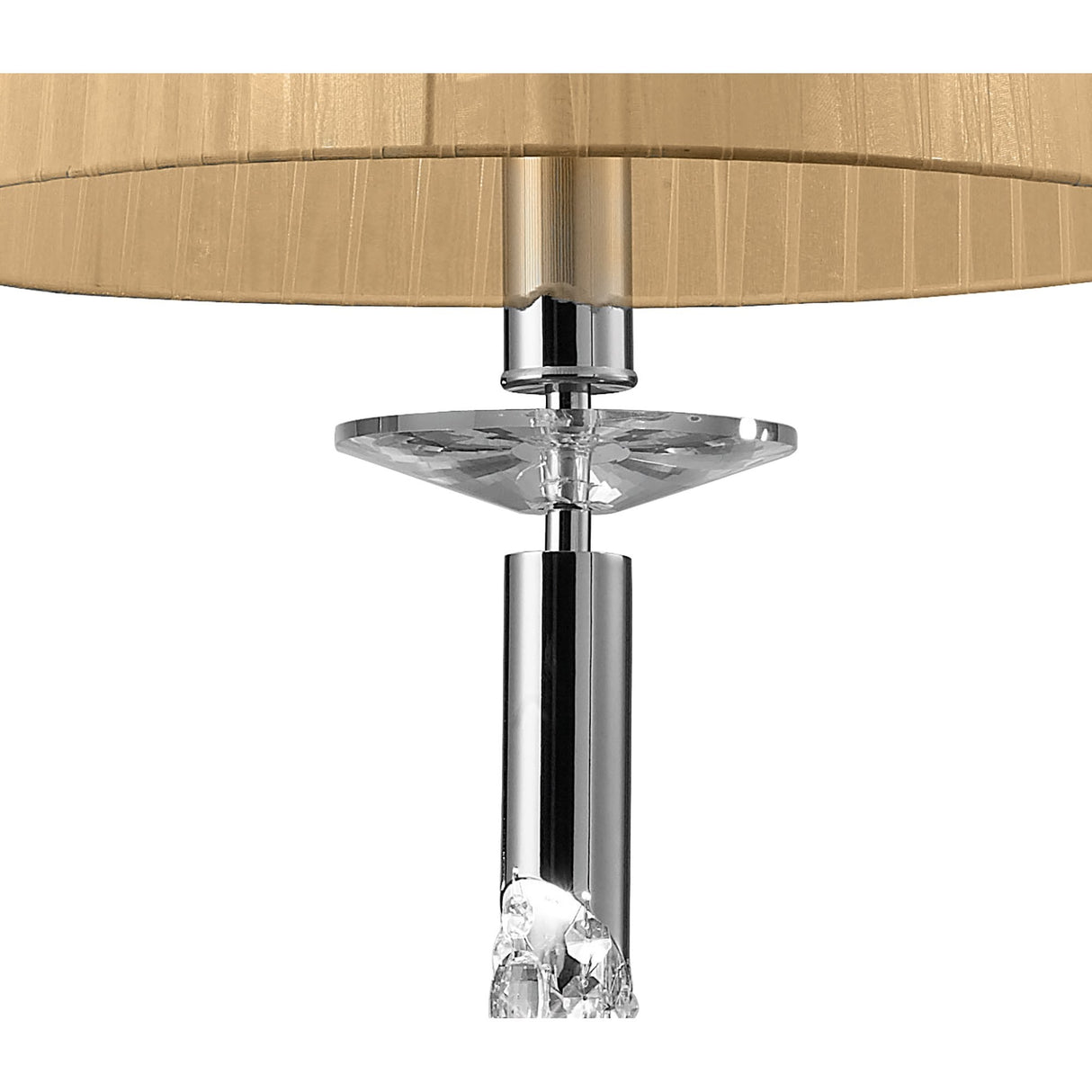 Tiffany 3+1 Light Crystal Chandelier in Polished Chrome with Soft Bronze Shade
