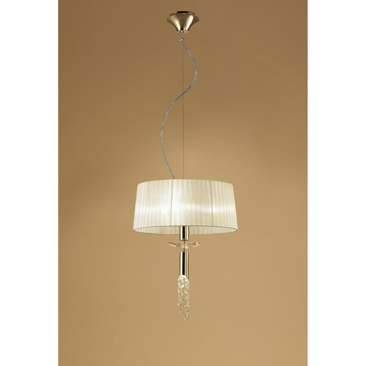 Exquisite French Gold & Cream Crystal Pendant Light by Tiffany Collection