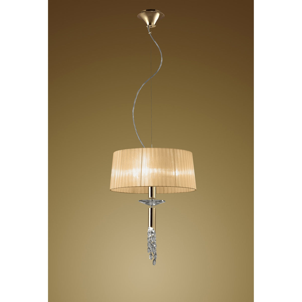 Tiffany 3+1 Light Pendant with French Gold and Soft Bronze Crystal Elegance