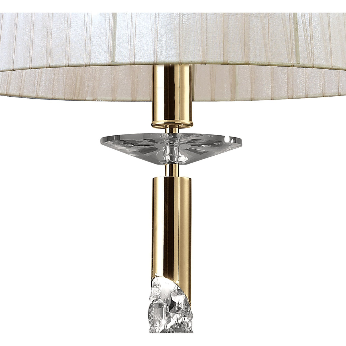 Tiffany Luxe Pendant Light: French Gold with White Shade & Gleaming Clear Crystals