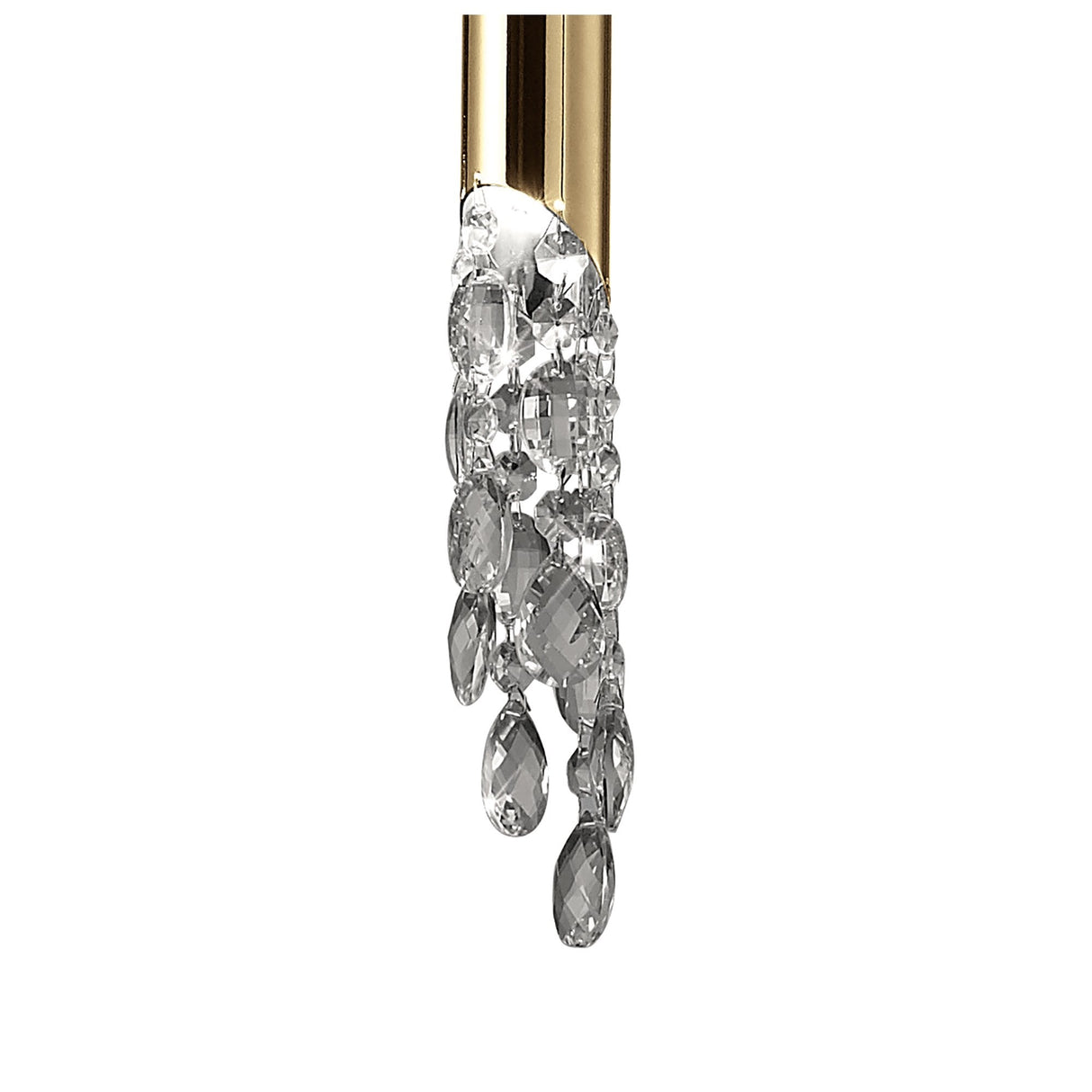 Tiffany Luxe Pendant Light: French Gold with White Shade & Gleaming Clear Crystals