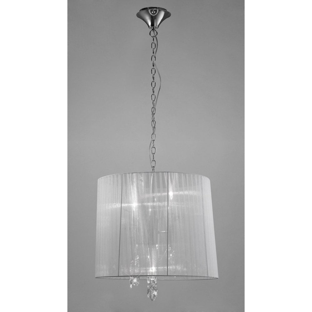 Tiffany Pendant Light - 3+3 Bulb Design in Polished Chrome with Clear Crystal Elegance