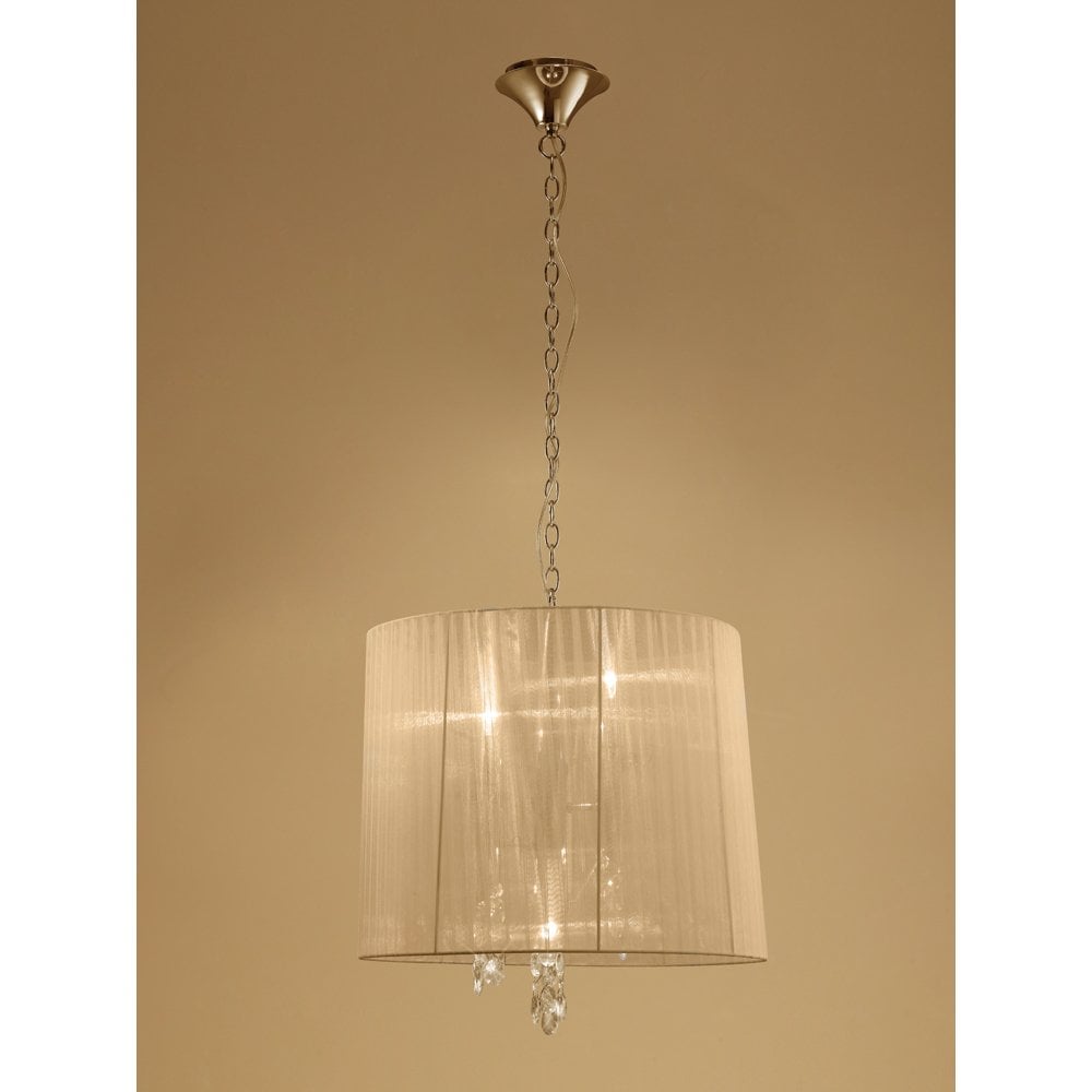 Tiffany Cascade Crystal Pendant Light in French Gold with Soft Bronze Shade