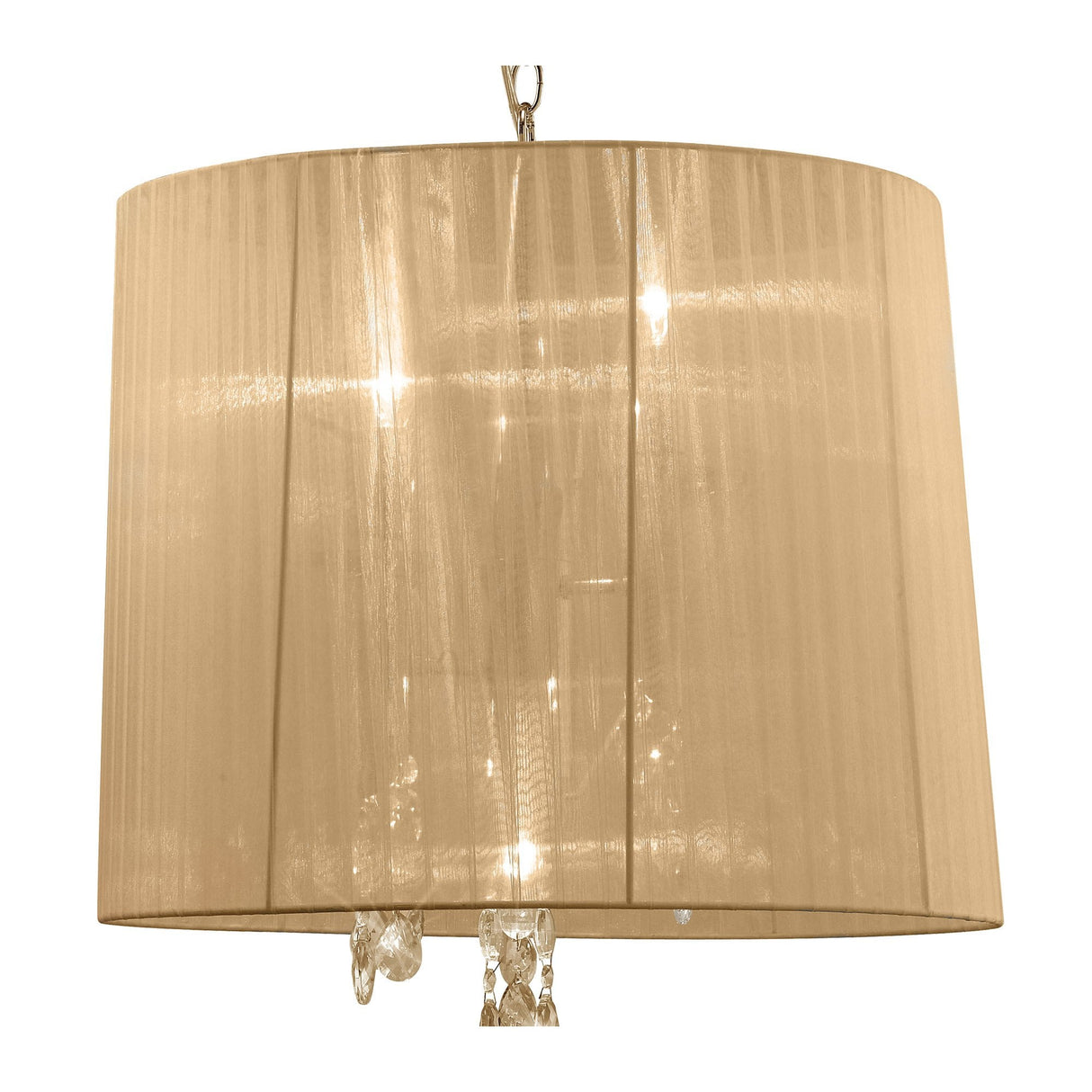 Tiffany Cascade Crystal Pendant Light in French Gold with Soft Bronze Shade