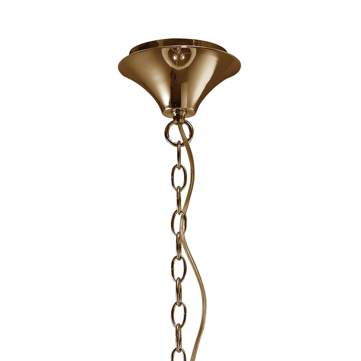 Tiffany FG Pendant Light: 3+3 Light E14+G9, French Gold with White Shade & Clear Crystal