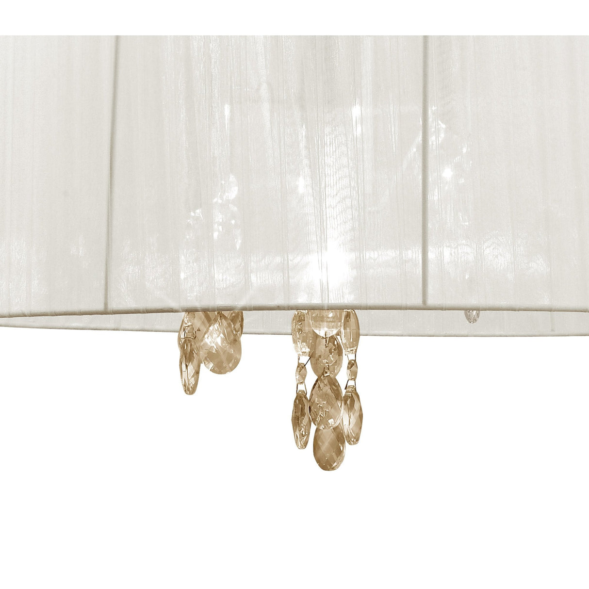 Tiffany FG Pendant Light: 3+3 Light E14+G9, French Gold with White Shade & Clear Crystal
