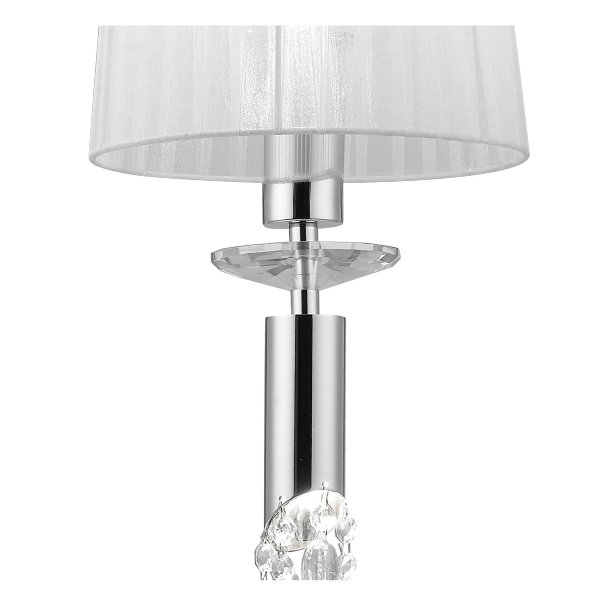 Elegant Polished Chrome Pendant with White Shade & Clear Crystal Design by Tiffany Collection