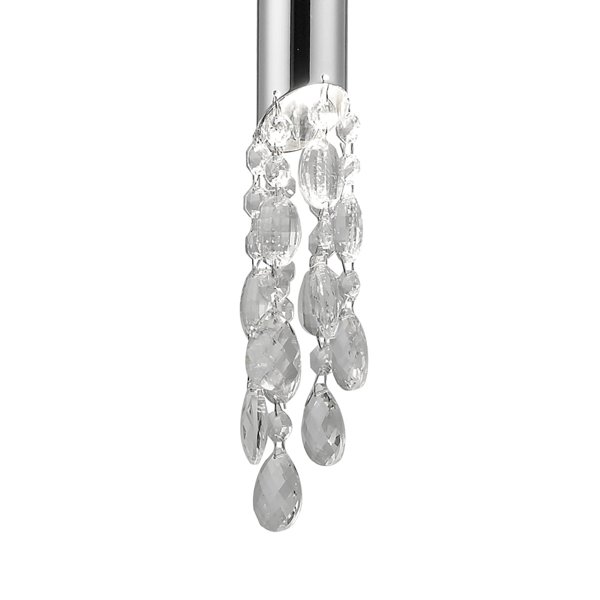 Elegant Polished Chrome Pendant with White Shade & Clear Crystal Design by Tiffany Collection