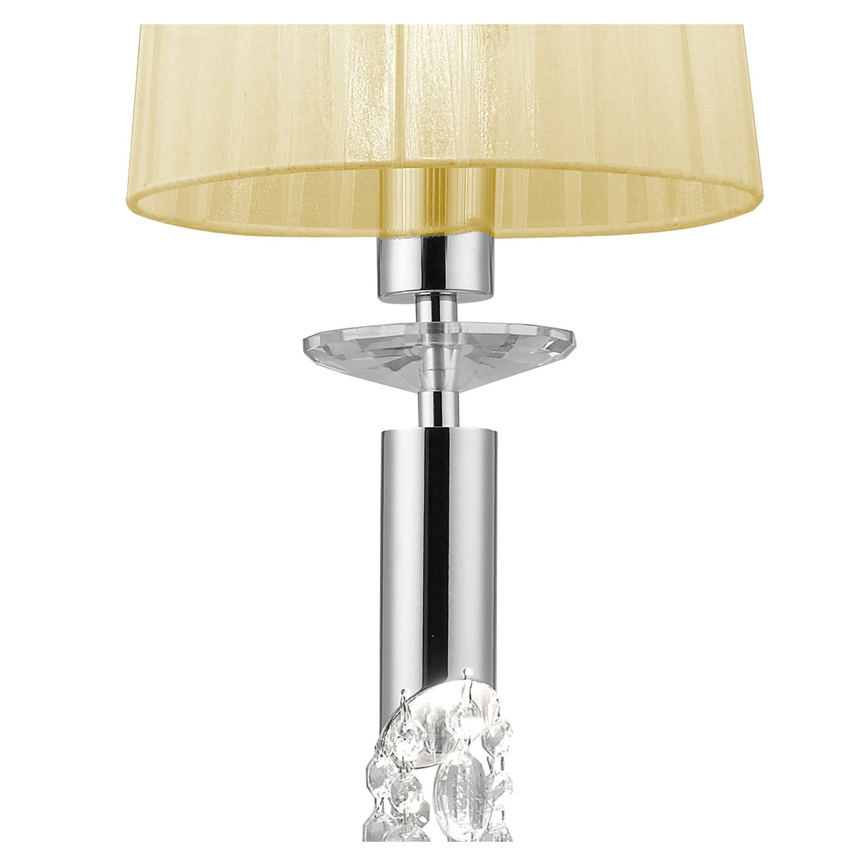 Tiffany Pendant Light: Dual Light E27+G9 in Polished Chrome with Cream Shade & Clear Crystal