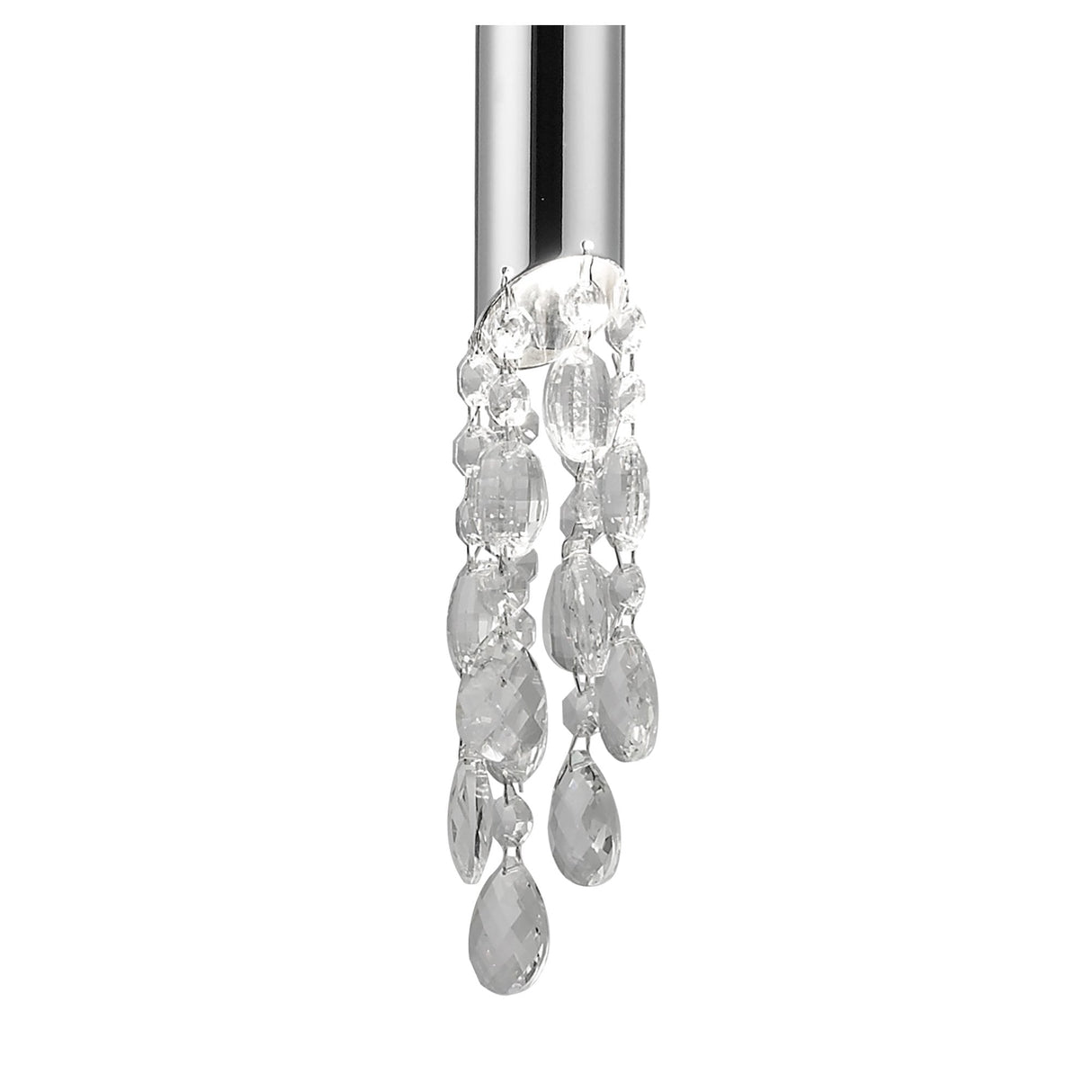 Tiffany Pendant Light: Dual Light E27+G9 in Polished Chrome with Cream Shade & Clear Crystal