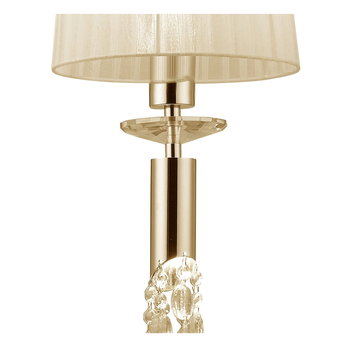 Tiffany French Gold Pendant with Cream Shade & Clear Crystal Elegance