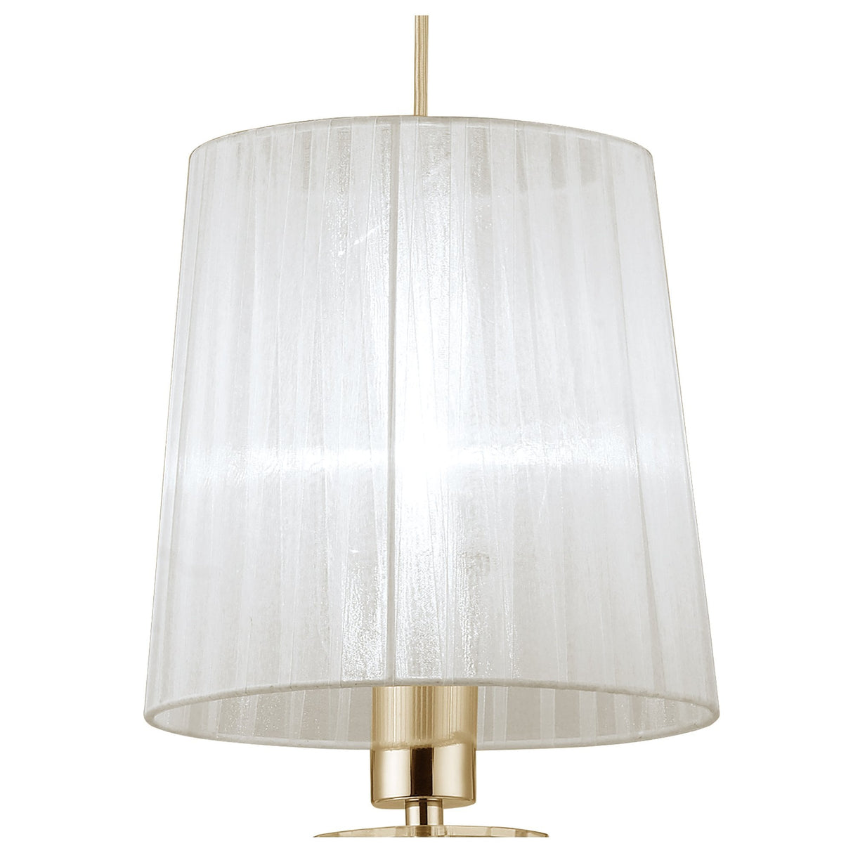 Tiffany 1+1 Light Pendant in French Gold with White Shade & Clear Crystal Accents