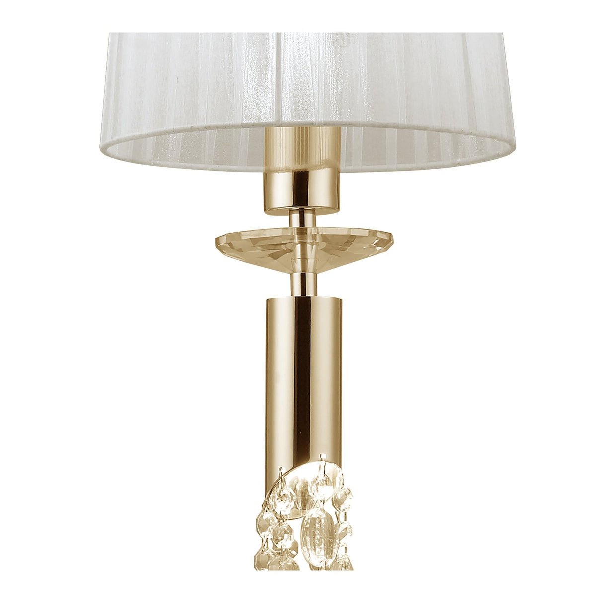 Tiffany 1+1 Light Pendant in French Gold with White Shade & Clear Crystal Accents