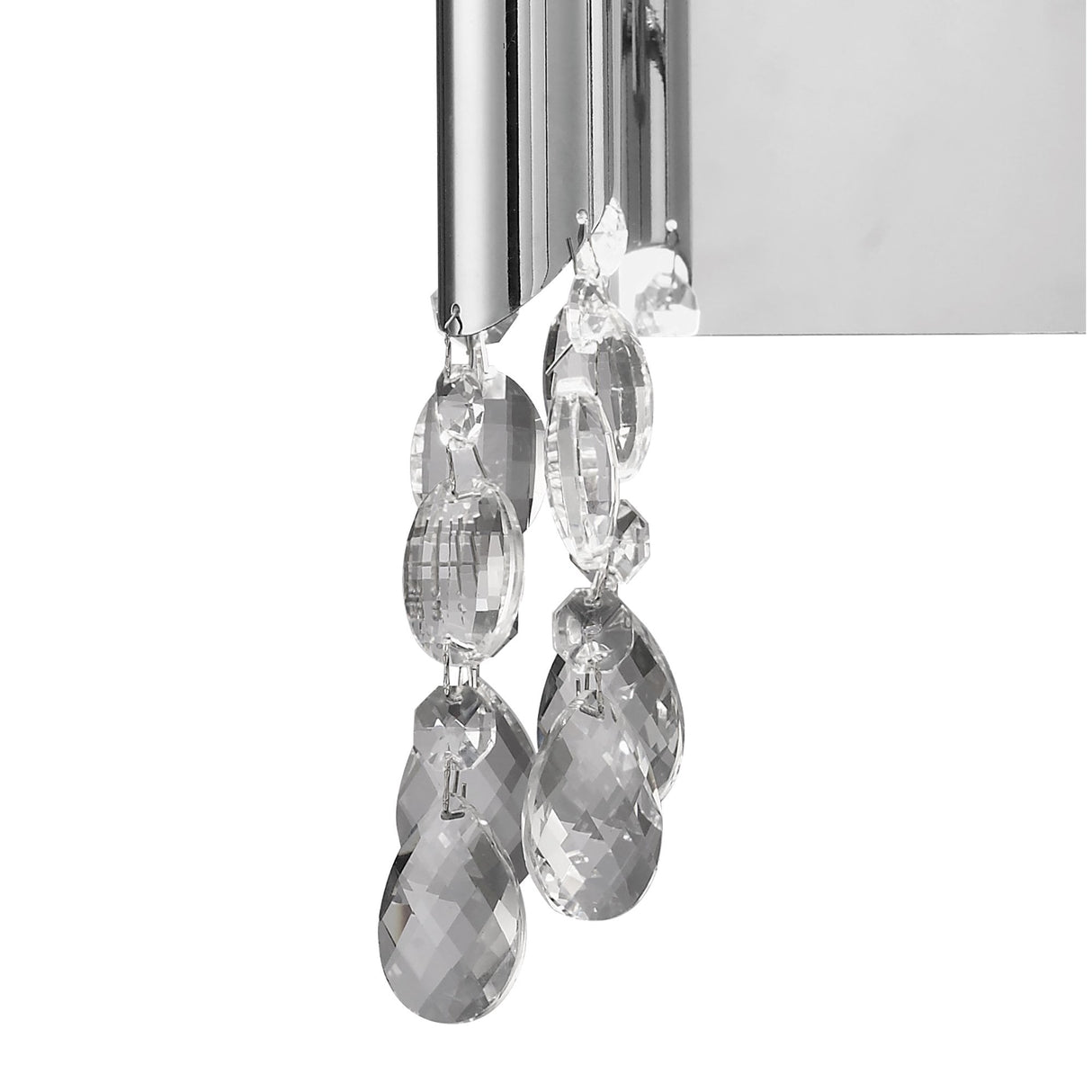 Sophisticated Switched Wall Lamp with Crystal Accents and Cream Shades in Polished Chrome