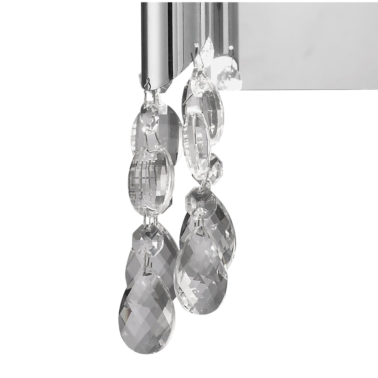 Elegant Tiffany Wall Lamp with Dual Light Sources, Clear Crystals, and Polished Chrome Finish