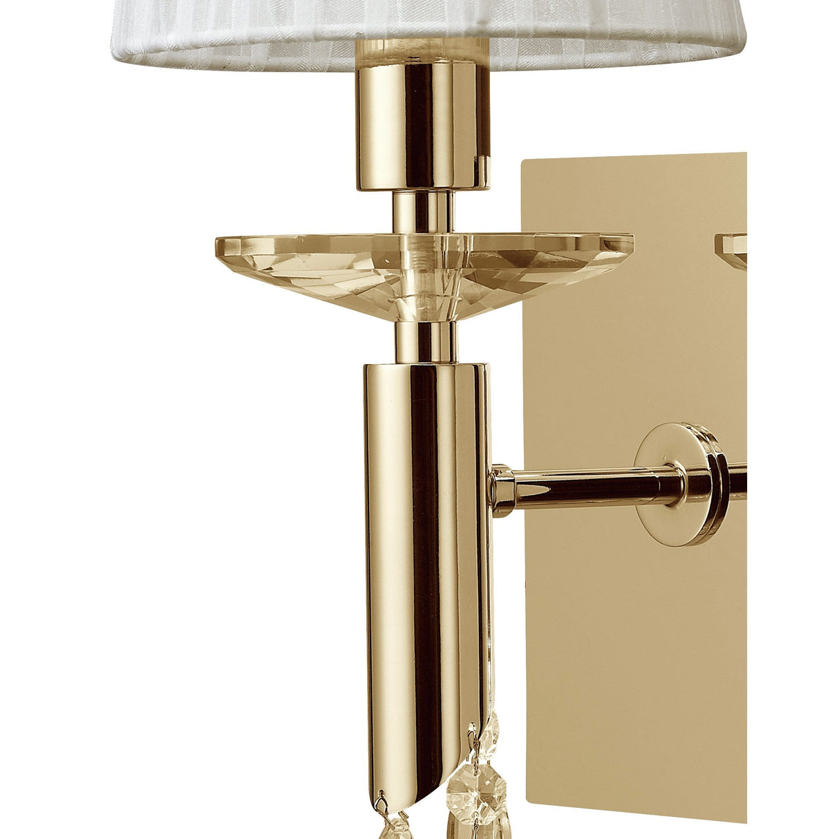 Radiant Elegance: French Gold Tiffany Wall Lamp with Crystal Cascade