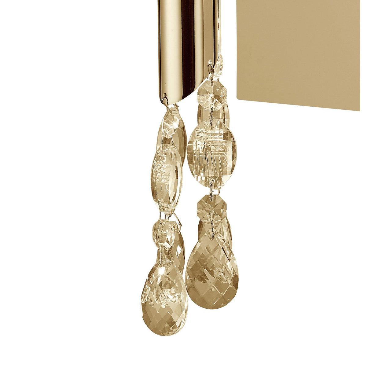 Radiant Elegance: French Gold Tiffany Wall Lamp with Crystal Cascade