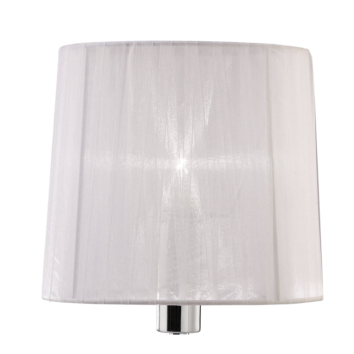 Tiffany Elegance: Dual-Light Polished Chrome Table Lamp with White Shade & Crystal Accents