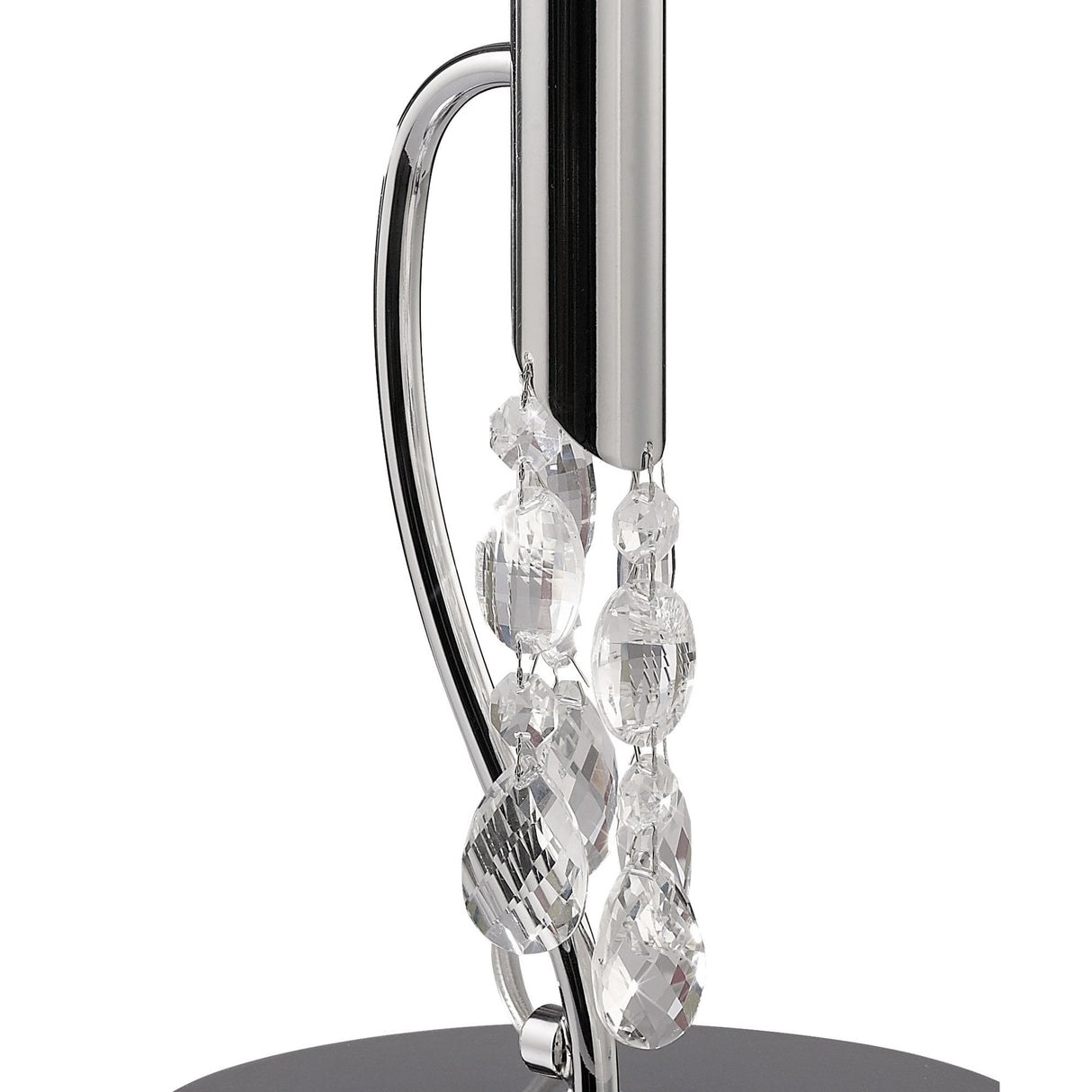 Tiffany Dual-Light Table Lamp with Polished Chrome Finish and Soft Bronze Shade Featuring Clear Crystal Accents