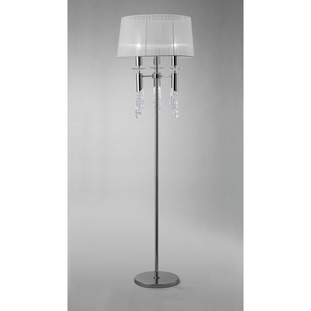 Tiffany Elegance Floor Lamp with Polished Chrome & Crystal Enhancements