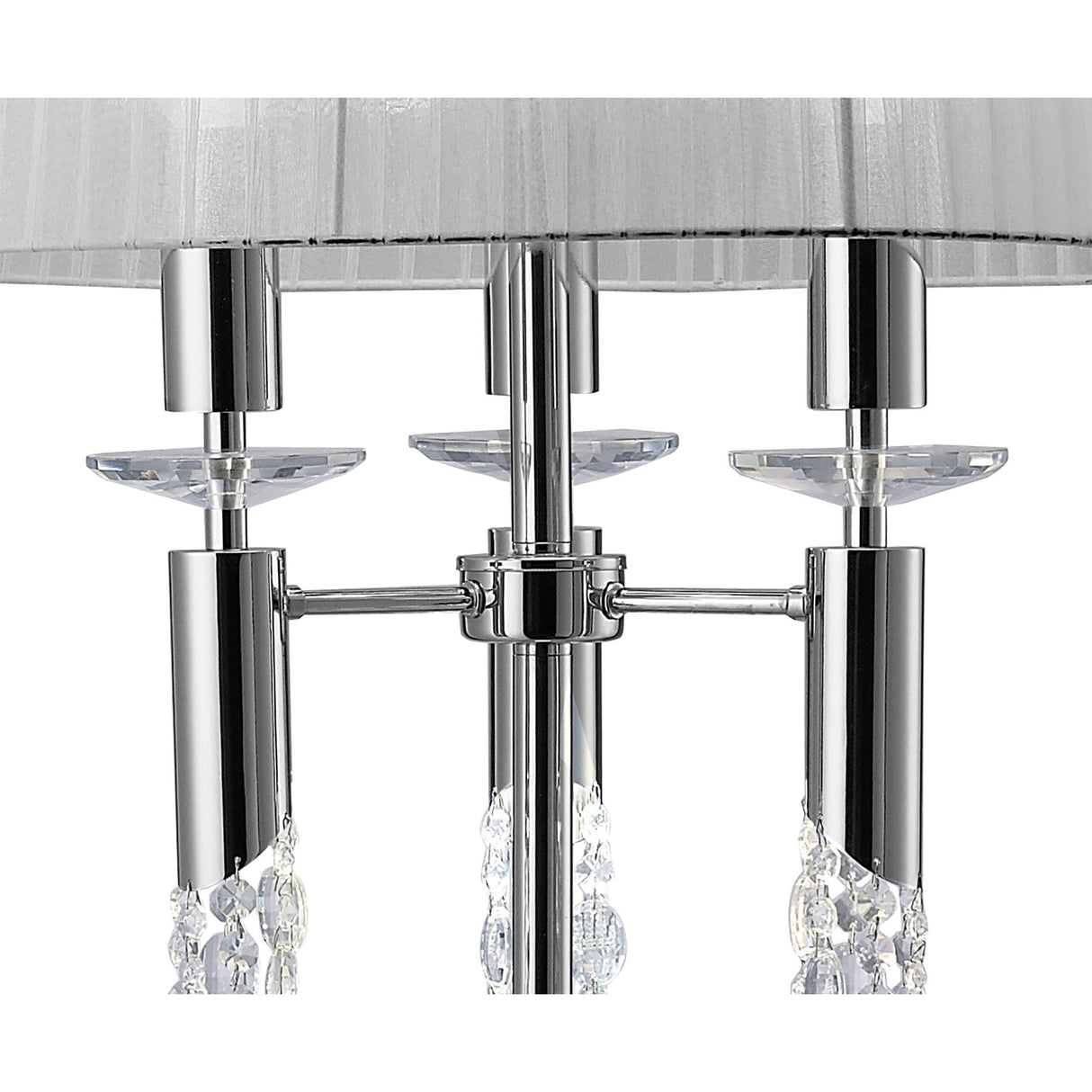 Tiffany Elegance Floor Lamp with Polished Chrome & Crystal Enhancements