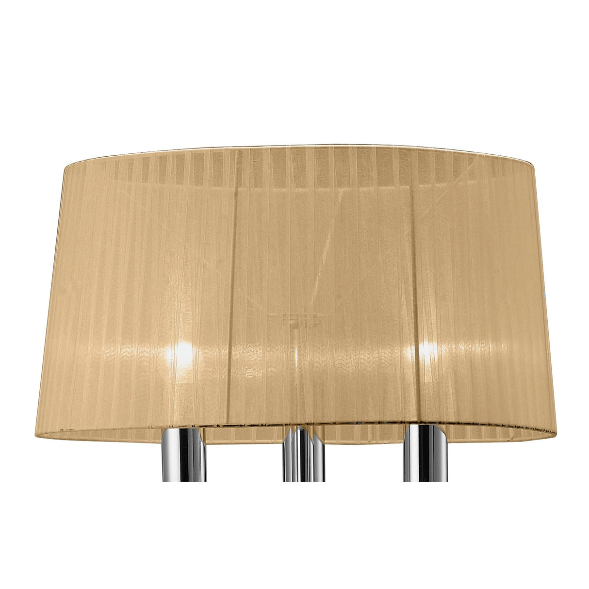 Elegant Tiffany Crystal Floor Lamp: Polished Chrome with Soft Bronze Shade and Clear Accents